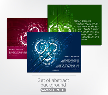 Set of abstract colorful technology background with gears. Vector illustration.のイラスト素材