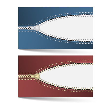 Horizontal business card template with zip pattern and place for your text, two color options, vector illustrationのイラスト素材