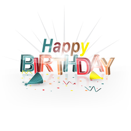 Happy birthday background with confetti and caps. Vector illustration for your birthday greetings.のイラスト素材