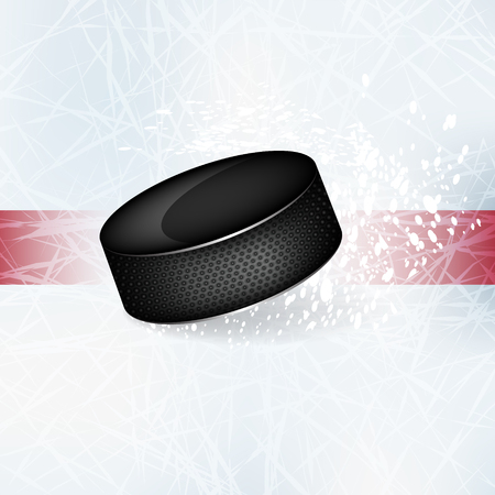 Hockey puck on the ice.のイラスト素材