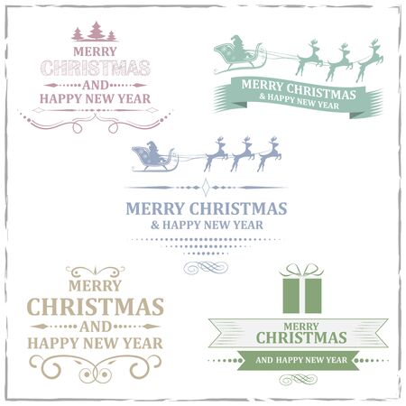 Set of vintage Christmas lettering. Vector illustration.のイラスト素材