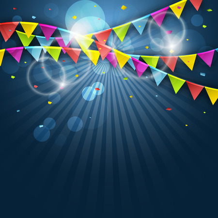 Colorful festive flags. illustration with elements for celebrate.のイラスト素材