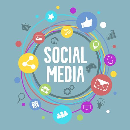 Social media concept with circle colorful icons.のイラスト素材