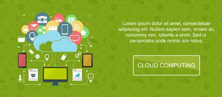 Cloud computing. Web banner, slider or vector flat background.のイラスト素材