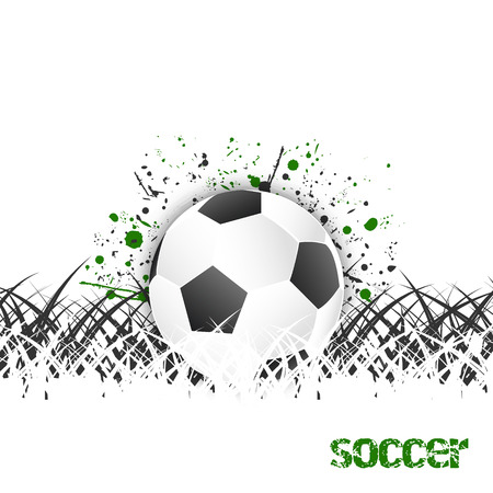 Soccer (football) vector illustration with ball and grass.のイラスト素材