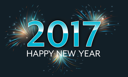 Happy New Year 2017. Vector illustration with firework.