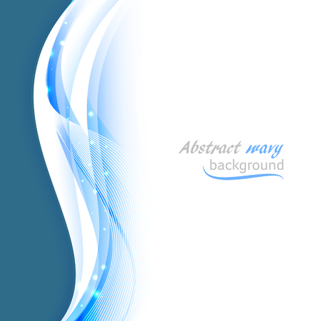 Abstract background with transparent blue wavy lines and glitter. Vector illustration.のイラスト素材