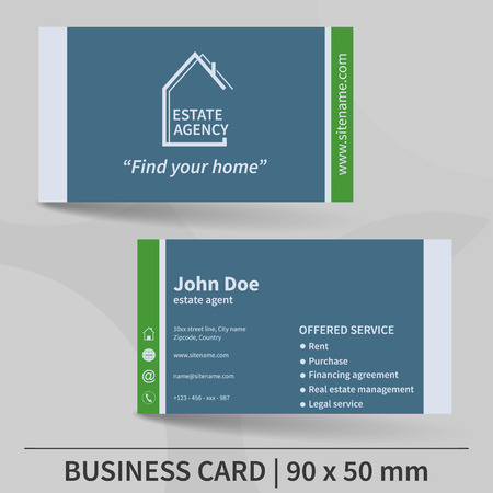 Business card template. Real estate agency. Design for your individual or business presentation. Suitable for printing. Vector illustration.のイラスト素材