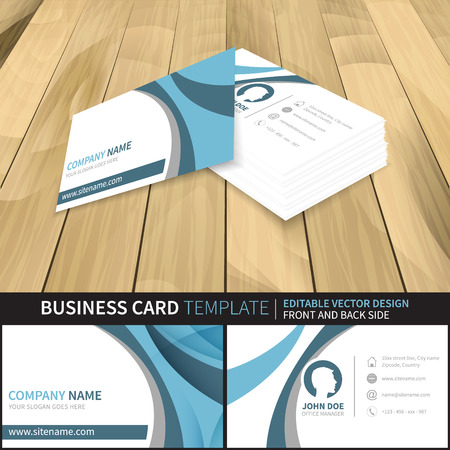 Business card template. Editable vector design with front and back side. Suitable for printing.のイラスト素材