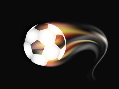 Soccer ball on fire and smoke. Vector illustration on a dark background.のイラスト素材