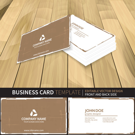 Business card template in retro style. Vector illustration with front and back side.のイラスト素材