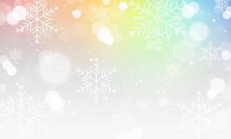 Abstract winter blurred wallpaper with snowflakes and colorful background. Vector illustration.のイラスト素材