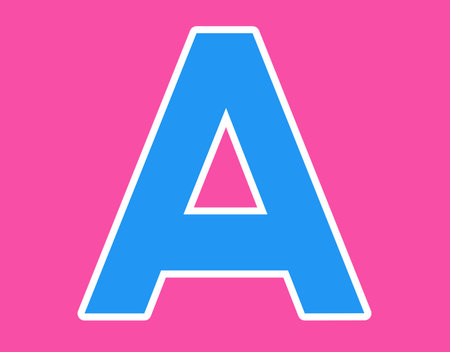 Letter A sign design template element. Illustration. Blue icon on magenta background.の写真素材