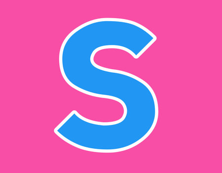 Letter S sign design template element. Illustration. Blue icon at magenta background.の写真素材