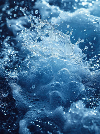 blue water splash macro close up abstract background high quality big size printの素材