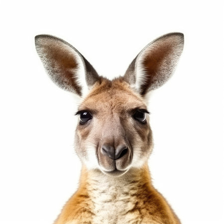 Portrait of a kangaroo, isolated on a white backgroundの素材