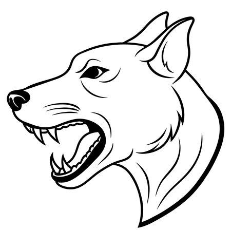 Cartoon Illustration of Dog Head Mascot for Coloring Bookのイラスト素材