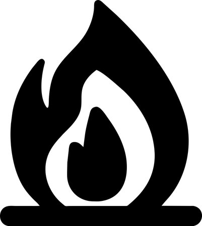 Fire flame icon isolated on white background. Flat design. Vector illustrationのイラスト素材