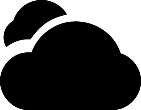 Cloud and moon, black icon isolated on white background. Vector Illustrationのイラスト素材