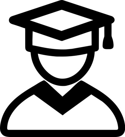 Graduate icon, vector illustration. Flat design style, black color.のイラスト素材