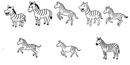 Zebra icon set, vintage line drawing or engraving illustration.のイラスト素材
