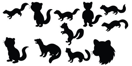 Set of animal silhouettes isolated on white background. Vector illustration.のイラスト素材