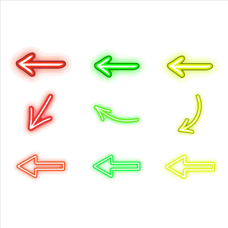 Set of neon arrows in different directions. Vector illustration eps 10のイラスト素材