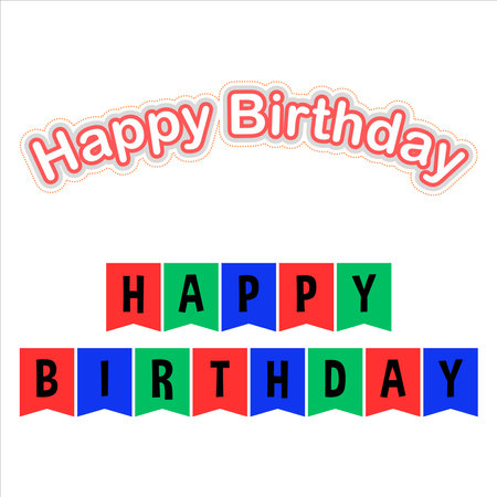 Happy Birthday card with lettering and ribbons. Vector illustration.のイラスト素材