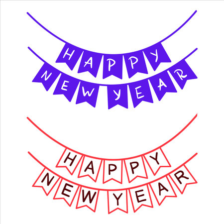 Happy New Year Greeting Card. Hand drawn lettering. Vector illustrationのイラスト素材