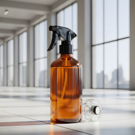 Spray bottle in modern interior. 3d rendering. Mock up.の素材