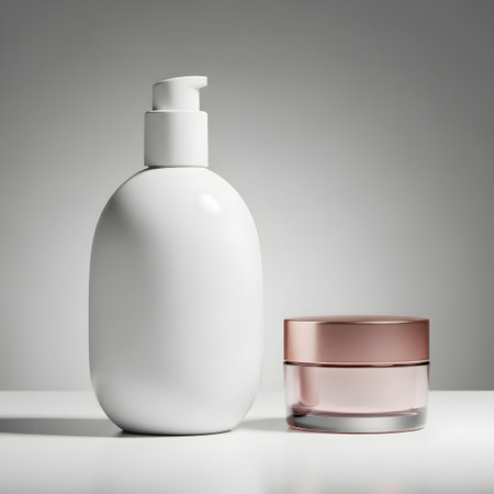 Cosmetic bottle mockup on a white background. 3d renderingの素材