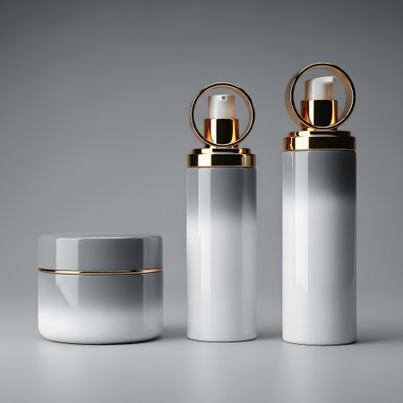 Cosmetic bottle mockup on a gray background. 3d renderingの素材
