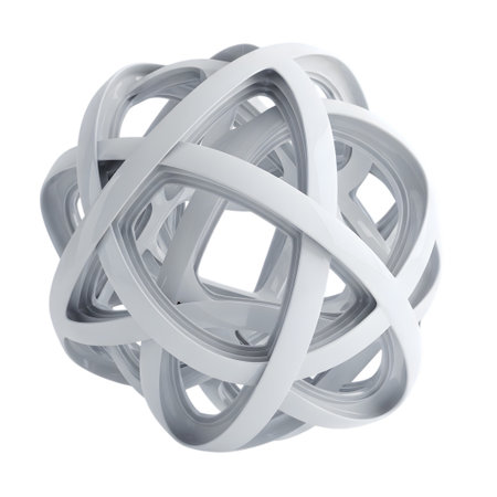 3d illustration of white rubber bands isolated on a white background.の素材