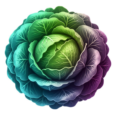 Colorful cabbage isolated on white background. Realistic vector illustration.の素材