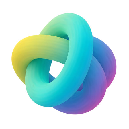 3d rendering of colorful twisted ring isolated on white background. Computer generated image.の素材
