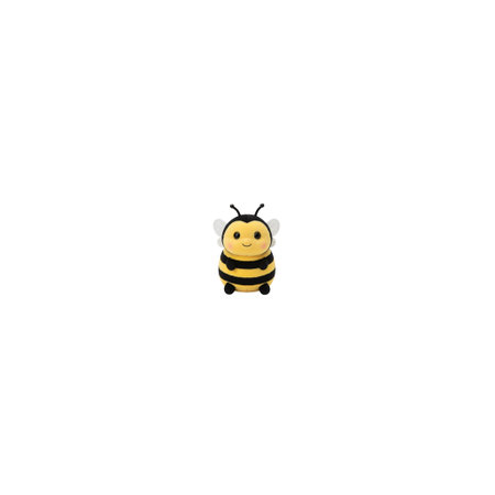 Cute bee cartoon character isolated on white background. Vector illustration.の素材