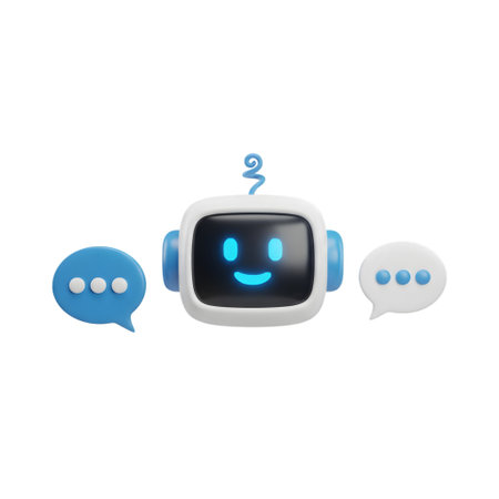 Chatbot with speech bubbles isolated on white background. 3d rendering.の素材