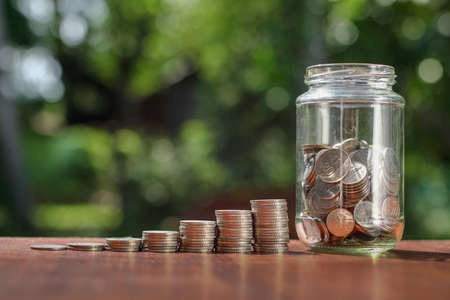 Saving money concept.money coin stack growing businessの写真素材