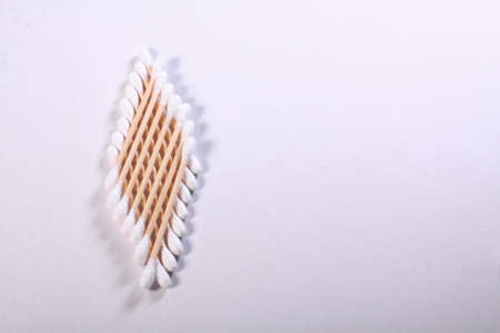 Cutton bud or cotton swab shot on a white background.の写真素材