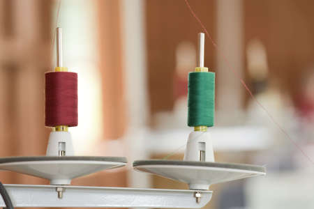 close-up sewing machine, automatic sewing machine, tinted image, selective focusingの写真素材