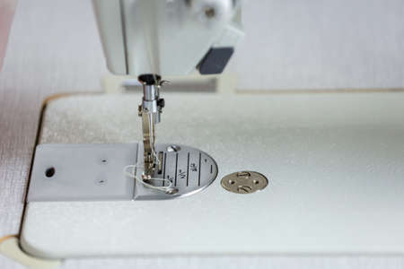 close-up sewing machine, automatic sewing machine, tinted image, selective focusingの写真素材