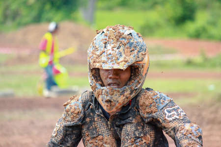 Alor Setar kedah Malaysia, 8 November 2015 -Unidentified motocross riders perform on the competes at Malaysia motocross championship 2015 first round onのeditorial素材