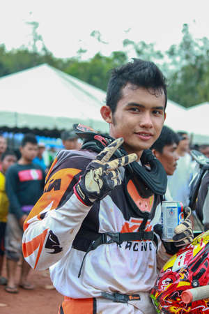 Alor Setar kedah Malaysia, 8 November 2015 -Unidentified motocross riders perform on the competes at Malaysia motocross championship 2015 first round onのeditorial素材