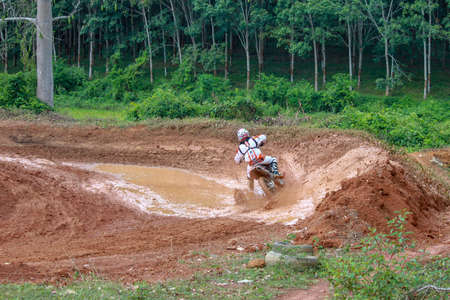 Alor Setar kedah Malaysia, 8 November 2015 -Unidentified motocross riders perform on the competes at Malaysia motocross championship 2015 first round onのeditorial素材