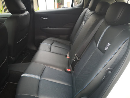 Bukit Tinggi Pahang,Malaysia - 24 Julai, 2019: Nissan Leaf Electric Car at motorshow in Aurel Sanctuary Bentong Pahangのeditorial素材