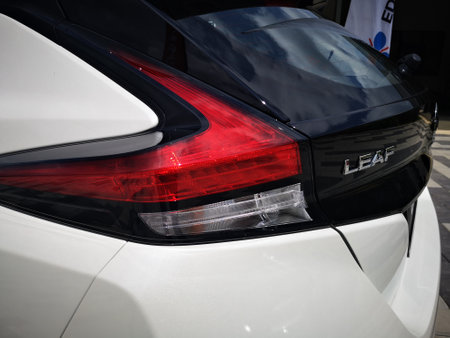 Bukit Tinggi Pahang,Malaysia - 24 Julai, 2019: Nissan Leaf Electric Car at motorshow in Aurel Sanctuary Bentong Pahangのeditorial素材