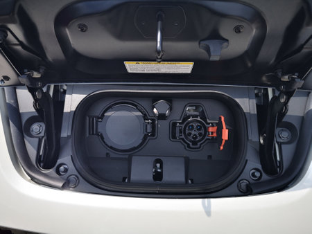 Bukit Tinggi Pahang,Malaysia - 24 Julai, 2019: Nissan Leaf Electric Car at motorshow in Aurel Sanctuary Bentong Pahangのeditorial素材