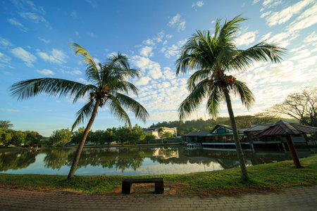 beautiful sunrise with dramatic cloudsの写真素材