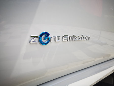 Bukit Tinggi Pahang,Malaysia - 24 Julai, 2019: Nissan Leaf Electric Car at motorshow in Aurel Sanctuary Bentong Pahangのeditorial素材