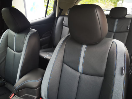 Bukit Tinggi Pahang,Malaysia - 24 Julai, 2019: Nissan Leaf Electric Car at motorshow in Aurel Sanctuary Bentong Pahangのeditorial素材